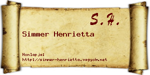 Simmer Henrietta névjegykártya